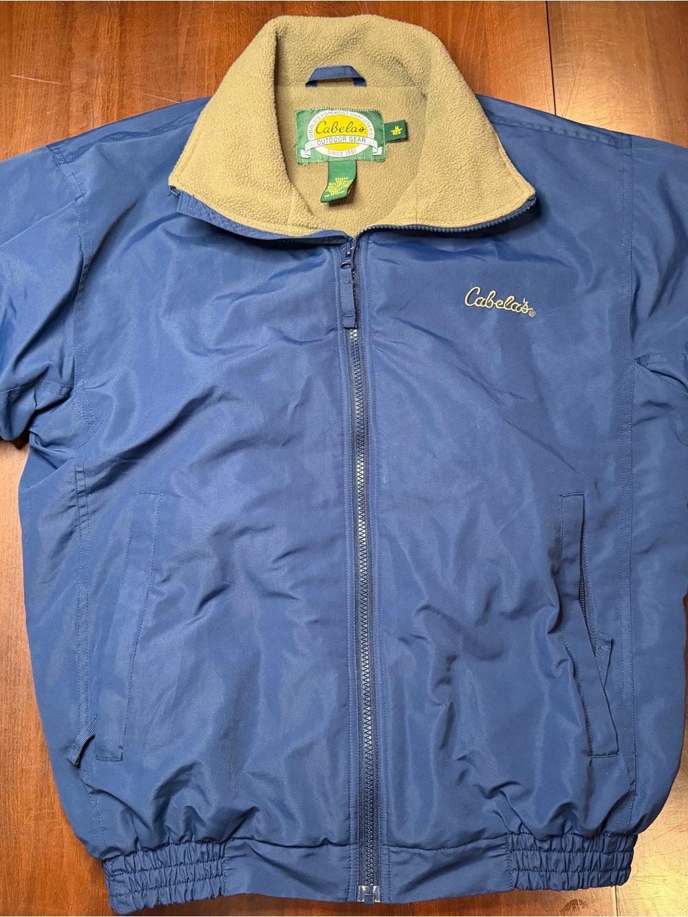 Cabela's Men's Navy Windbreaker with Cream Fleece Collar